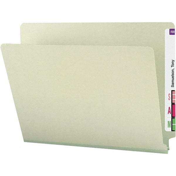 SMEAD - 12-1/4 x 9-1/2", Letter Size, Gray-Green, File Folders with End Tab - 25 Point Stock, Straight Tab Cut Location - Makers Industrial Supply