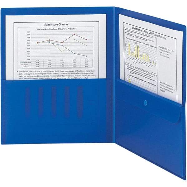 SMEAD - 11 x 8-1/2", Letter Size, Blue, Two Pocket Folder - Makers Industrial Supply