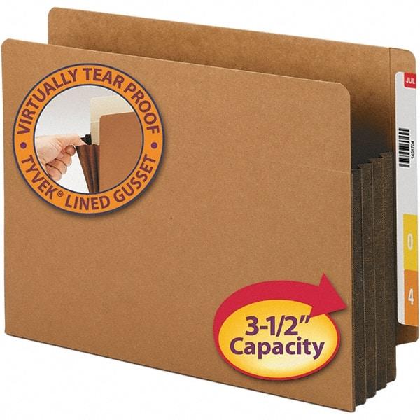 SMEAD - 12-1/4 x 9-1/2", Letter Size, Dark Brown, 3-1/2" Expanding Wallet - Straight Tab Cut Location - Makers Industrial Supply