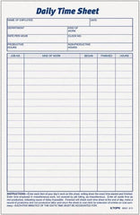 TOPS - 5-1/2" High x 8-1/2" Wide Daily Time & Job Sheets - Gray, White, Use with Manual Entries - Makers Industrial Supply