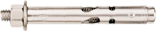 Powers Fasteners - 3/8" Diam, 3/8" Drill, 5" OAL, 2-1/4" Min Embedment Sleeve Concrete Anchor - 304 Stainless Steel, Flat Head, Combination Slotted/Phillips Drive, 5" Thread Length - Makers Industrial Supply