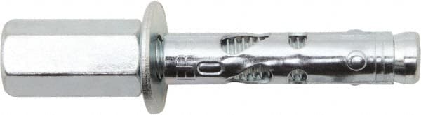 Powers Fasteners - 1/2" Diam, 1/2" Drill, 2-1/4" OAL, 2" Min Embedment Sleeve Concrete Anchor - 1018 Steel, Zinc-Plated Finish, Hex Head, Hex Drive, 2-1/4" Thread Length - Makers Industrial Supply