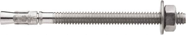 Powers Fasteners - 5/8" Diam, 5/8" Drill, 4-1/2" OAL, 1-3/4" Min Embedment Wedge Expansion Concrete Anchor - 316 Stainless Steel, Hex Nut Head, Hex Drive, 2-1/2" Thread Length - Makers Industrial Supply