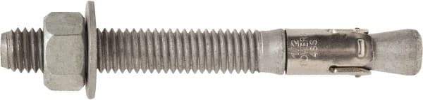 Powers Fasteners - 3/4" Diam, 3/4" Drill, 7" OAL, 1-1/2" Min Embedment Wedge Expansion Concrete Anchor - 1035 Carbon Steel, Hot Dipped Galvanized Finish, Hex Nut Head, Hex Drive, 4-5/8" Thread Length - Makers Industrial Supply