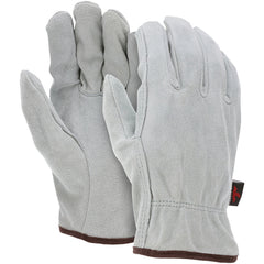 Drivers Glove - Natural Pearl Gray Split Leather - Select Grade - Straight Thumb - Size Medium - Makers Industrial Supply