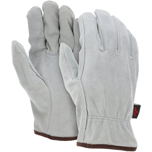 Drivers Glove - Natural Pearl Gray Split Leather - Select Grade - Straight Thumb - Size X-Large - Makers Industrial Supply