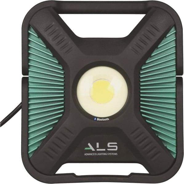 Advanced Lighting Systems - Black & Turquoise Spot Light with Bluetooth - 10,000 Lumens, Corded, LED Lamp - Makers Industrial Supply