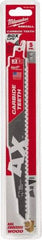 Milwaukee Tool - 9" Long x 1" Thick, Carbide Reciprocating Saw Blade - Tapered Profile, 5 TPI, Toothed Edge, Universal Shank - Makers Industrial Supply