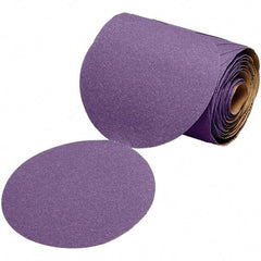 3M - 6" Diam, 320 Grit Ceramic Adhesive PSA Disc - Extra Fine Grade, Purple, Polyester Backing, Flexible, 12,000 Max RPM, Use with Random Orbital Sanders - Makers Industrial Supply