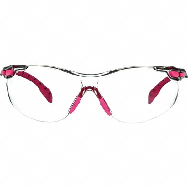 3M - Clear Lenses, Frameless Safety Glasses - Anti-Fog, Pink, Black Frame, Size Universal, Wrap Around - Makers Industrial Supply