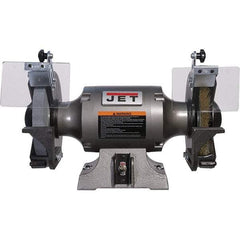 Jet - 8" Wheel Diam, 1 hp Bench Grinder - 5/8" Arbor Hole Diam, 1 Phase, 3,450 Max RPM, 115 Volts - Makers Industrial Supply