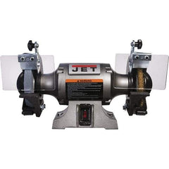 Jet - 6" Wheel Diam, 1/2 hp Bench Grinder - 1/2" Arbor Hole Diam, 1 Phase, 3,450 Max RPM, 115 Volts - Makers Industrial Supply