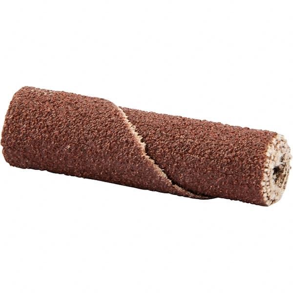 Norton - 3/8" Max Roll Diam x 1-1/2" OAL, 60 Grit Aluminum Oxide Straight Cartridge Roll - 1/8" Pilot Hole Diam, X Weighted Cloth Backing, 23,000 Max RPM - Makers Industrial Supply