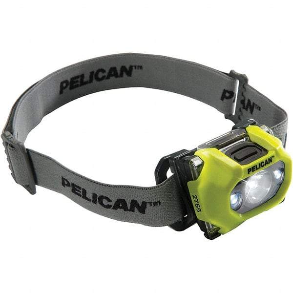 Pelican Products, Inc. - White LED Bulb, 155 Lumens, Hands-free Flashlight - Yellow Polycarbonate Body, 3 AAA Alkaline Batteries Included - Makers Industrial Supply