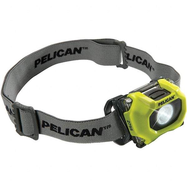 Pelican Products, Inc. - White LED Bulb, 118 Lumens, Hands-free Flashlight - Yellow Polycarbonate Body, 3 AAA Alkaline Batteries Included - Makers Industrial Supply