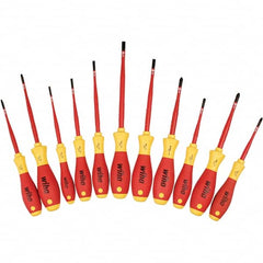 Wiha - 8 Piece Slotted, Phillips, Square & Terminal Xeno Screwdriver Set - Bit Sizes: Philips #1 & #2, Comes in Box - Makers Industrial Supply