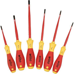 Wiha - 6 Piece Slotted, Phillips & Square Screwdriver Set - Bit Sizes: Philips #1 & #2, Comes in Box - Makers Industrial Supply