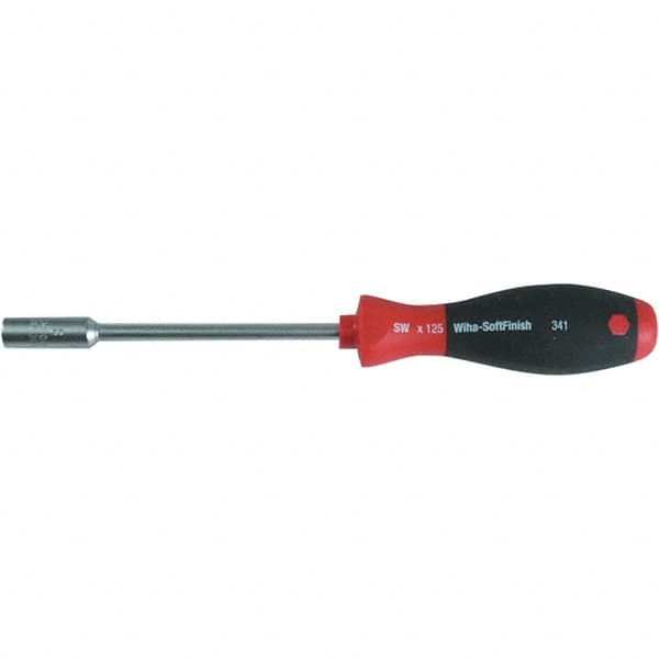 Wiha - 5.5mm Solid Shaft Magnetic Tip Nutdriver - Cushion Grip Handle, 9-13/32" OAL - Makers Industrial Supply