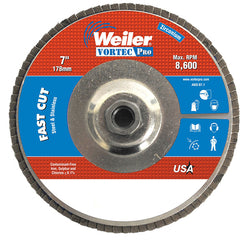 ‎7″ Vortec Pro Abrasive Flap Disc, Angled, Aluminum Backing, 80Z, 5/8″-11 UNC Nut - Makers Industrial Supply