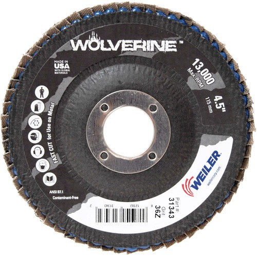 4 1/2″ - 7/8″ - 36 Grit - T29 Zirconium Wolverine Fast Cut Flap Disc - Makers Industrial Supply