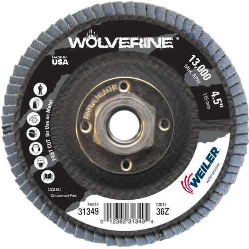 4-1/2″ Vortec Pro Abrasive Flap Disc, Angled, Phenolic Backing, 36Z, 5/8″-11 Arbor Hole - Makers Industrial Supply