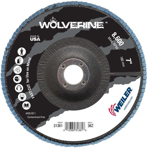 7″ Vortec Pro Abrasive Flap Disc, Angled, Phenolic Backing, 36Z, 7/8″ Arbor Hole - Makers Industrial Supply