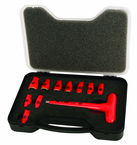 Insulated 1/4" Inch T-Handle Socket Set Includes Socket Sizes: 3/16; 7/32; 1/4; 9/32; 5/16; 11/32; 3/8; 7/16; 1/2; 9/16 and T Handle In Storage Box. 11 Pieces - Makers Industrial Supply