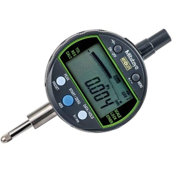 Mitutoyo - 0 to 1/2" Range, 0.00005, 0.0001 & 0.0005" Graduation, Electronic Drop Inidicator - Lug Back, 0.0001" Accuracy, LCD Display, Inch & Metric - Makers Industrial Supply