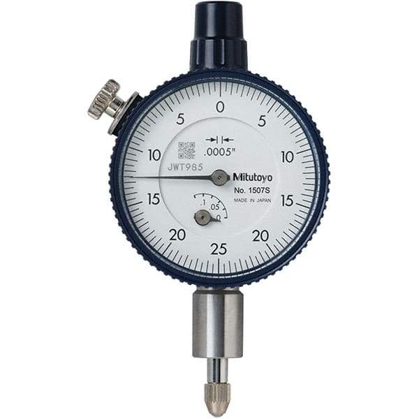 Mitutoyo - 1/8" Range, 0-25-0 Dial Reading, 0.0005" Graduation Dial Drop Indicator - 40mm Dial, 0.05" Range per Revolution, 0.0005" Accuracy, Revolution Counter - Makers Industrial Supply