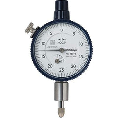 Mitutoyo - 1/8" Range, 0-25-0 Dial Reading, 0.0005" Graduation Dial Drop Indicator - 40mm Dial, 0.05" Range per Revolution, 0.0005" Accuracy, Revolution Counter - Makers Industrial Supply