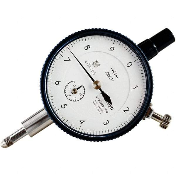 Mitutoyo - 1/4" Range, 0-10 Dial Reading, 0.0001" Graduation Dial Drop Indicator - 57mm Dial, 0.01" Range per Revolution, 0.0001" Accuracy, Revolution Counter - Makers Industrial Supply