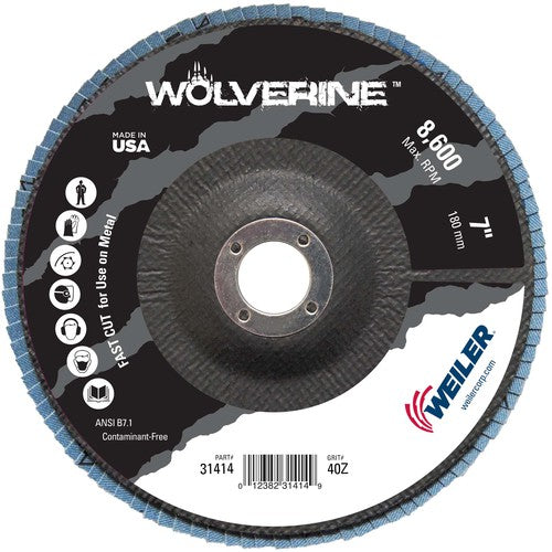 7″ Vortec Pro Abrasive Flap Disc, Flat, Phenolic Backing, 40Z, 7/8″ Arbor Hole - Makers Industrial Supply