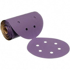 3M - 6" Diam, 400 Grit Ceramic Adhesive PSA Disc - Super Fine Grade, Purple, Polyester Backing, Flexible, 12,000 Max RPM, Use with Random Orbital Sanders - Makers Industrial Supply