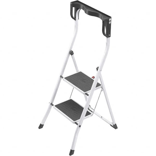 Hailo - 2 Steps, 3' 6" High, EN14183 Rating, Tubular Steel Step Ladder - 330 Lb Capacity, 18-29/32" Base Width - Makers Industrial Supply