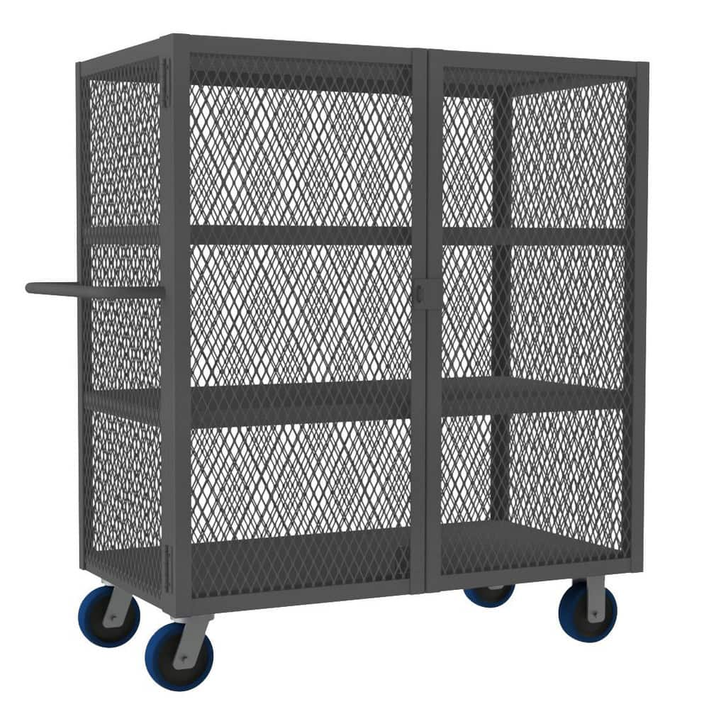 Steel Mesh Security Truck: 2,000 lb Capacity, 3 Shelf 54-1/2″ Long, 26″ Wide, 56-7/16″ High