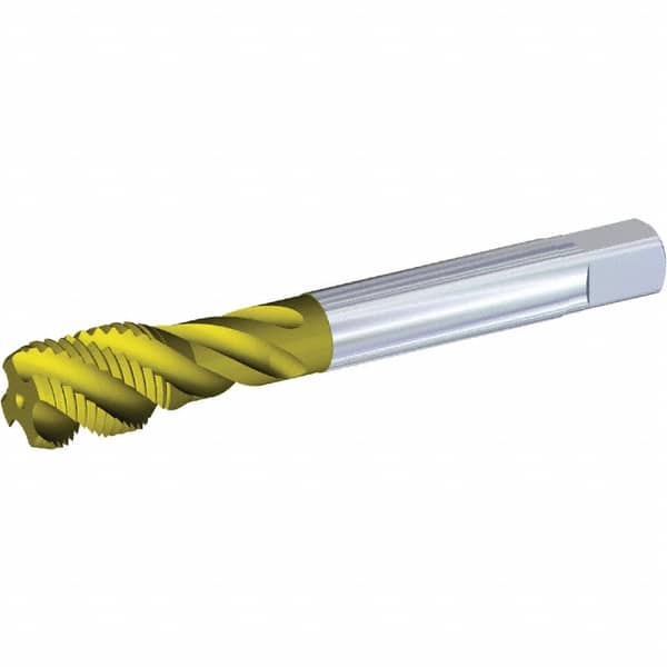 Kennametal - 3/8-19 G G Internal Thread Taper Thread Forming Tap - Solid Carbide, TiN Finish, 100mm OAL, 15mm Thread Length, Right Hand Thread, Series T857 - Makers Industrial Supply