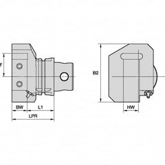 Kennametal - Right Hand Cut, KM4X63 Modular Connection, Square Shank Lathe Modular Clamping Unit - 31.95mm Square Shank Length, 63mm Square Shank Diam, 102.6mm OAL, Through Coolant, Series KM4X63 - Exact Industrial Supply