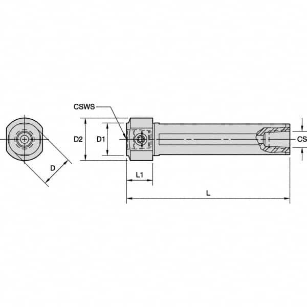 Kennametal - Neutral Cut, KM2520 Modular Connection, Round Shank Lathe Modular Clamping Unit - 65mm Square Shank Length, 20mm Square Shank Diam, 90mm OAL, Through Coolant, Series KM Mini - Exact Industrial Supply