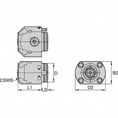 Kennametal - Neutral Cut, KM4X63 Modular Connection, Adapter/Mount Lathe Modular Clamping Unit - 20mm Square Shank Length, 63mm Square Shank Diam, 100mm OAL, Through Coolant, Series KM4X63 - Exact Industrial Supply