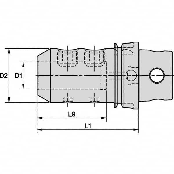 Kennametal - KM4X63 Modular Connection 3/4" Hole End Mill Holder/Adapter - 1-3/4" Nose Diam, 3-3/4" Projection, Through Coolant - Exact Industrial Supply