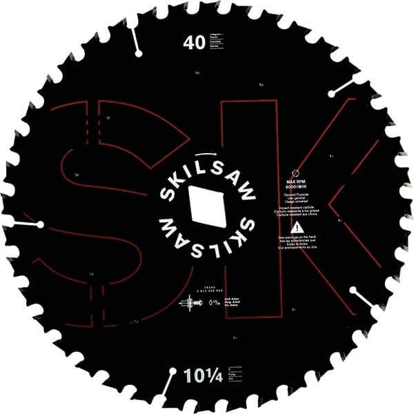 Skilsaw - 10-1/4" Diam, 1" Arbor Hole Diam, 40 Tooth Wet & Dry Cut Saw Blade - Cermet-Tipped, Cutoff Action, Diamond Arbor - Makers Industrial Supply