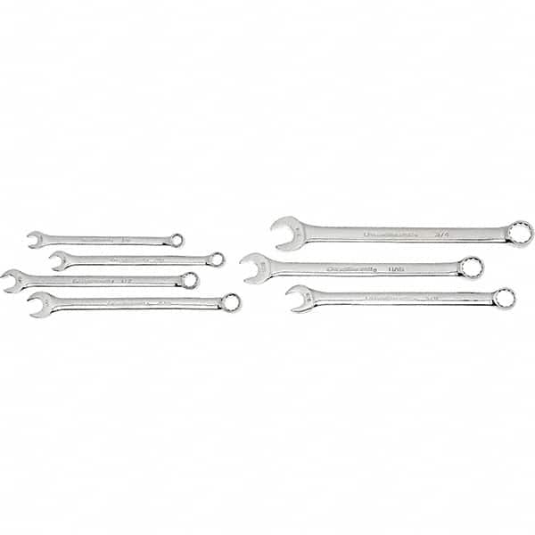 GearWrench - 7 Piece, 3/8" to 3/4", 12 Point Ratcheting Combination Wrench Set - Inch Measurement Standard, Chrome Finish, Comes in Nylon Roll - Makers Industrial Supply