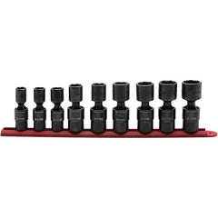 GearWrench - 9 Piece 1/2" Drive Black Finish Impact Socket Set - 6 Points, 1/2" to 1" Range, Inch Measurement Standard - Makers Industrial Supply