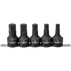 GearWrench - 5 Piece 3/4" Drive Impact Hex Bit Socket Set - 14 to 24mm Hex, Comes in Rail - Makers Industrial Supply