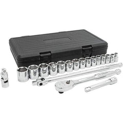 GearWrench - 19 Piece 1/2" Drive Chrome Finish Socket Set - 6 Points, 3/8" to 1-1/4" Range, Inch Measurement Standard - Makers Industrial Supply