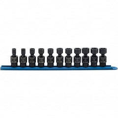 GearWrench - 11 Piece 3/8" Drive Black Finish Impact Socket Set - 6 Points, 8mm to 19mm Range, Metric Measurement Standard - Makers Industrial Supply