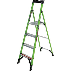 Little Giant Ladder - 4 Steps, 6' High, Type IA Rating, Fiberglass Step Ladder - 300 Lb Capacity, 22" Base Width - Makers Industrial Supply