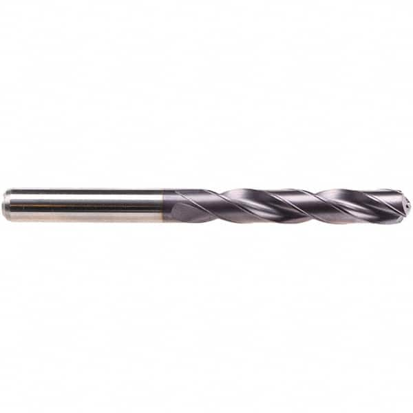 Jobber Length Drill Bit: 0.374″ Dia, 140 °, Solid Carbide TiAlN Finish, Right Hand Cut, Spiral Flute, Straight-Cylindrical Shank