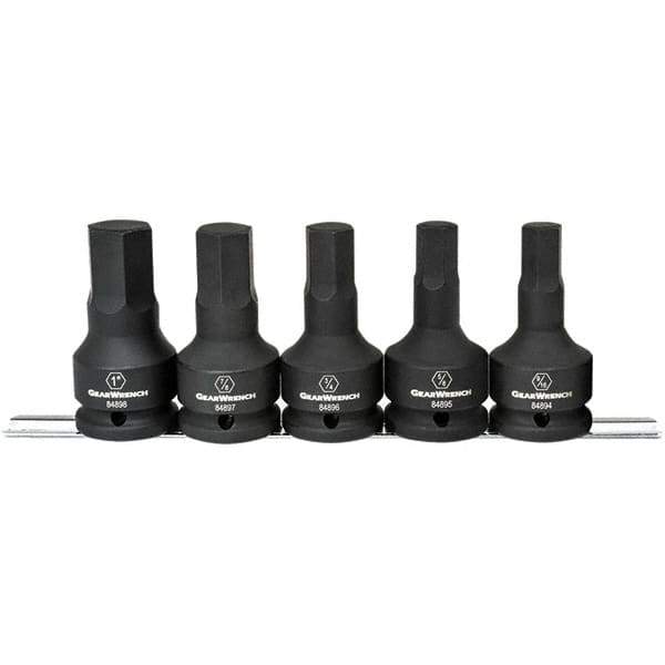 GearWrench - 5 Piece 3/4" Drive Hex Bit Socket Set - 9/16 to 1" Hex - Makers Industrial Supply