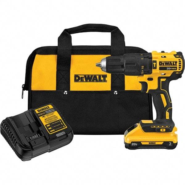 DeWALT - 20 Volt 1/2" Keyless Chuck Cordless Hammer Drill - 29750 BPM, 0 to 250 RPM - Makers Industrial Supply